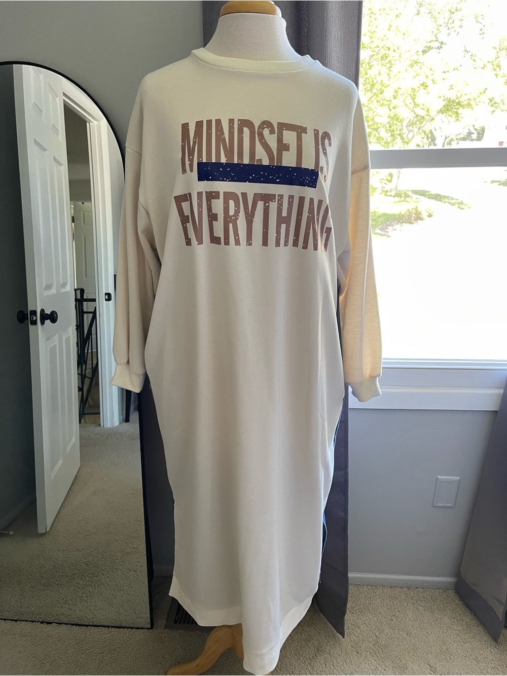 Women’s Cream Midi Dress "Mindset Is Everything"